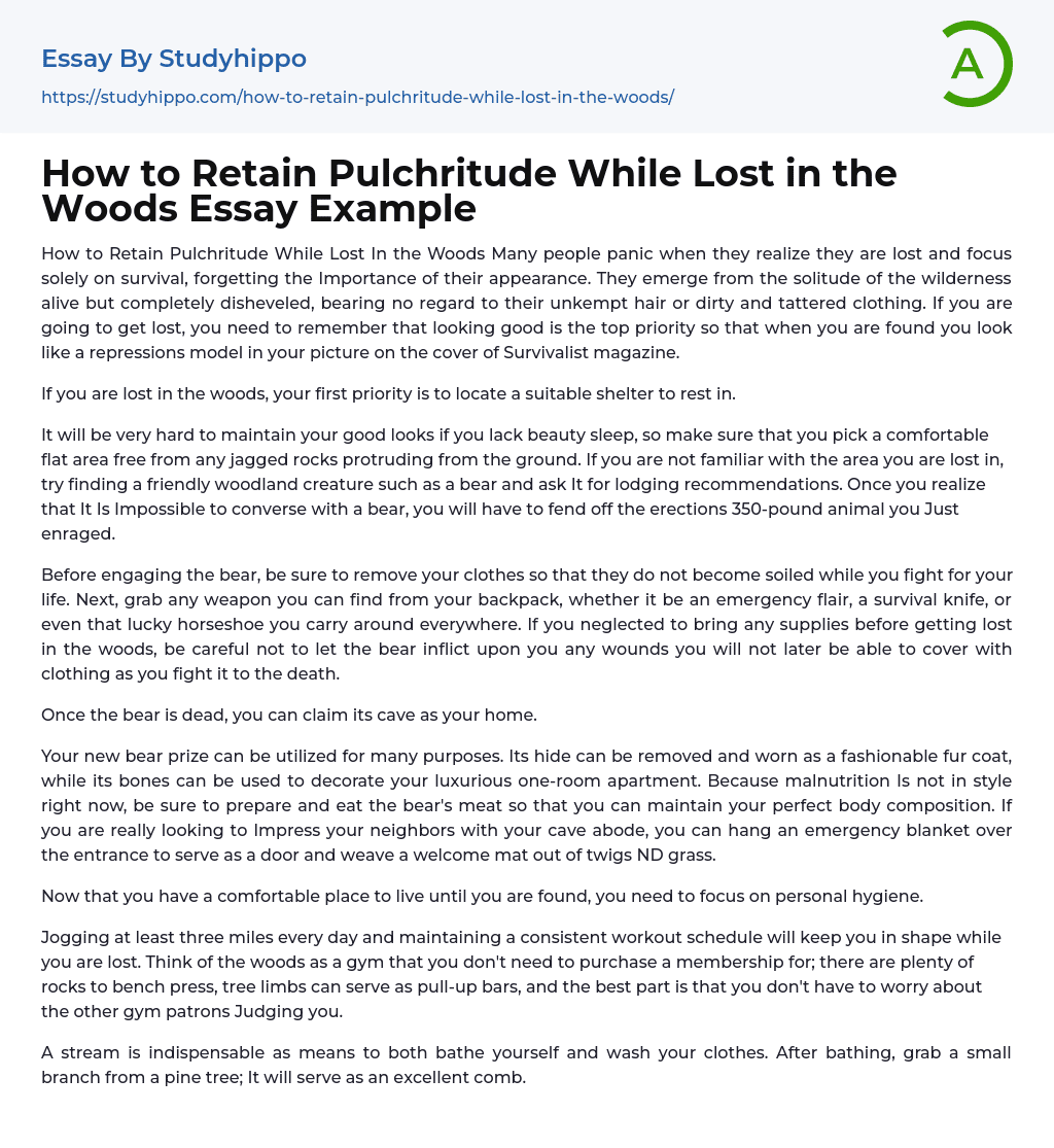 How to Retain Pulchritude While Lost in the Woods Essay Example