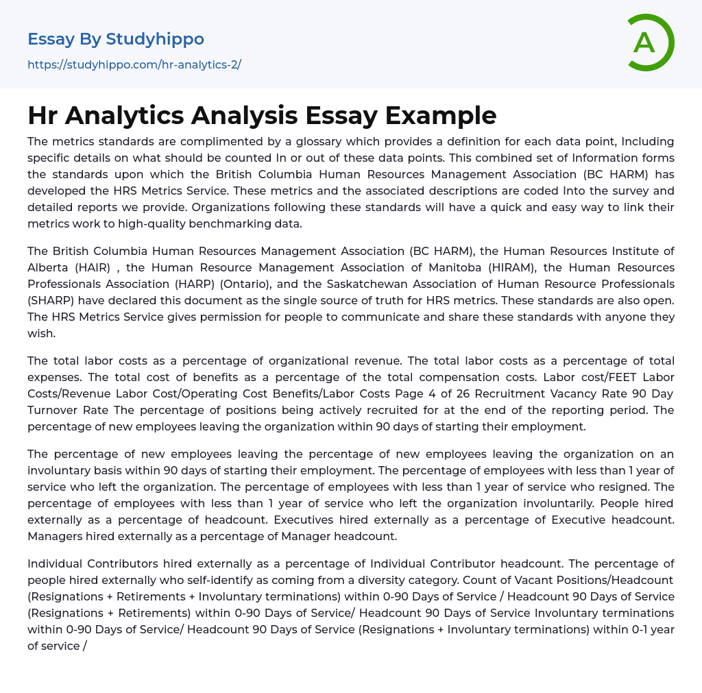 Hr Analytics Analysis Essay Example