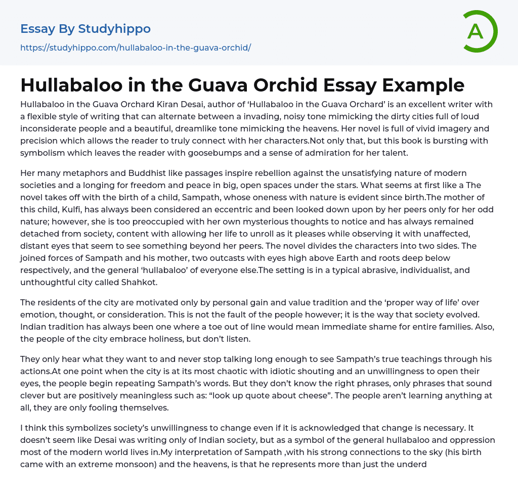 Hullabaloo in the Guava Orchid Essay Example