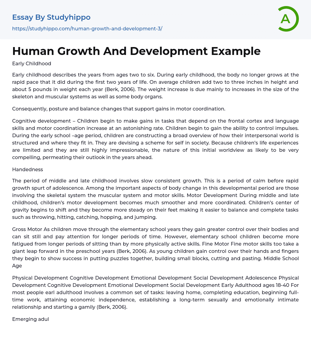 essay questions on human growth and development