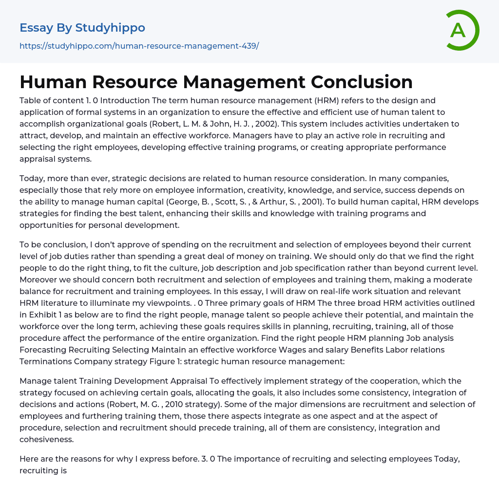 conclusion for hr assignment