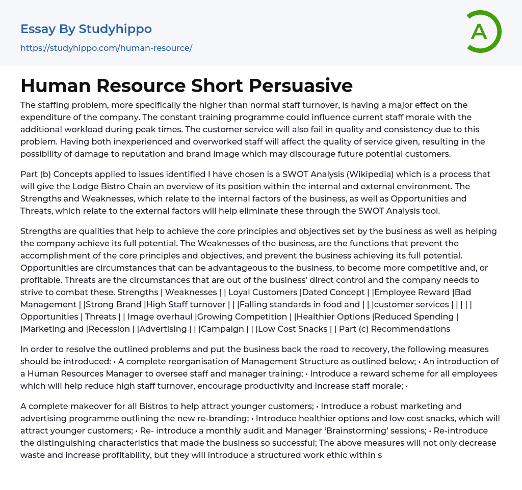 human resources persuasive essay