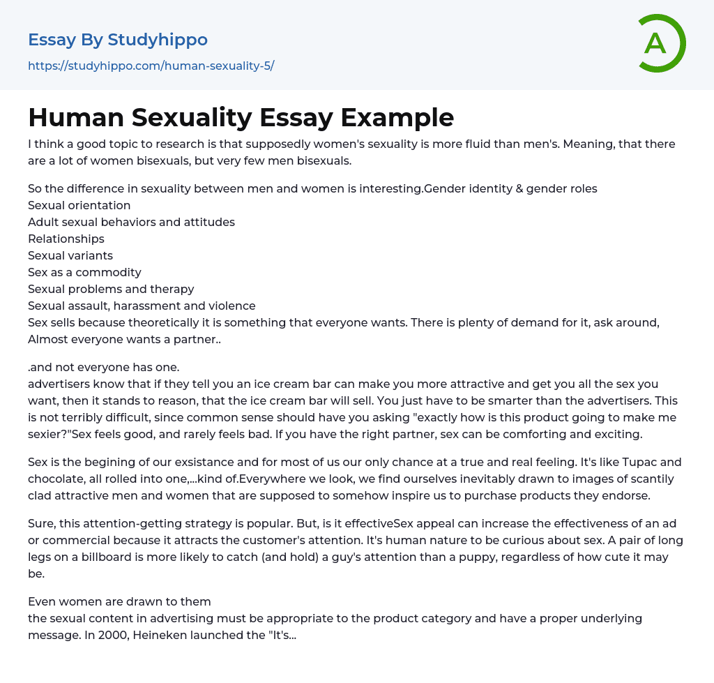 Human Sexuality Essay Example