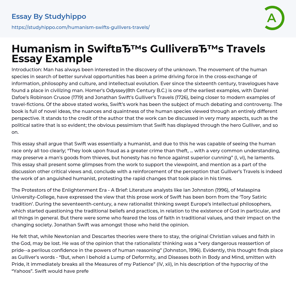 gulliver's travels essay questions