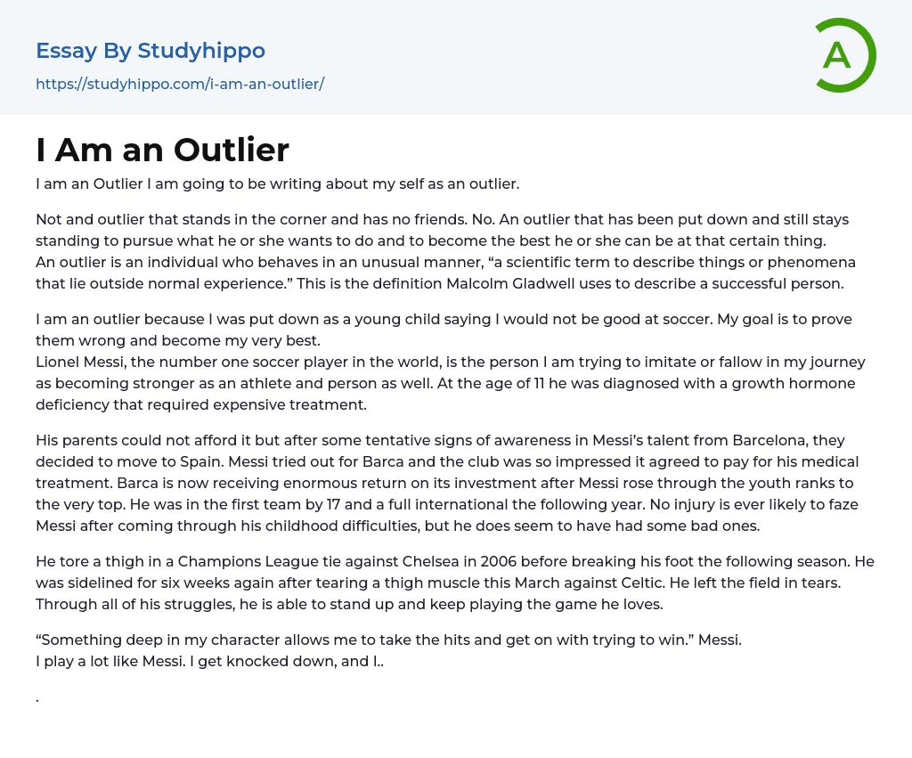 I Am an Outlier Essay Example