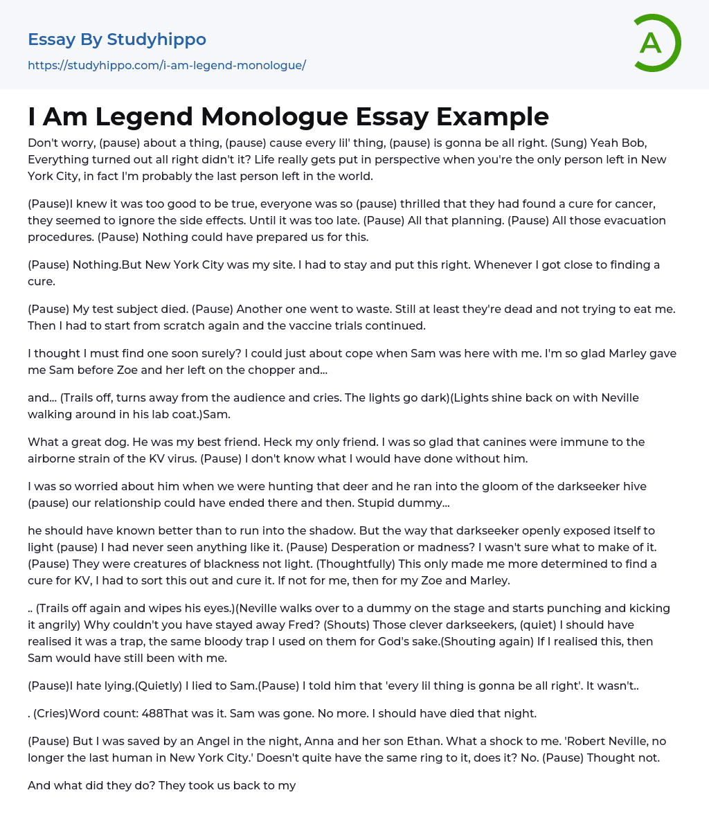 essay on i am legend