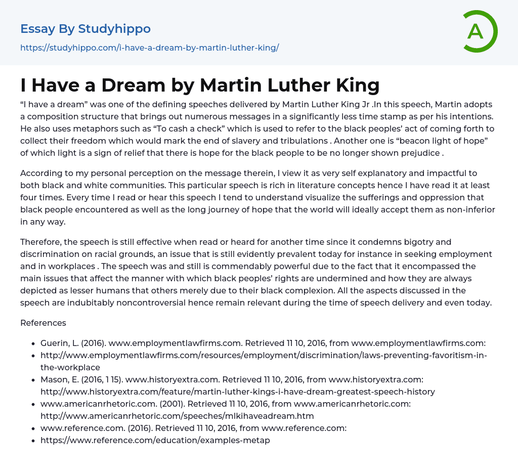 martin luther king essay i have a dream