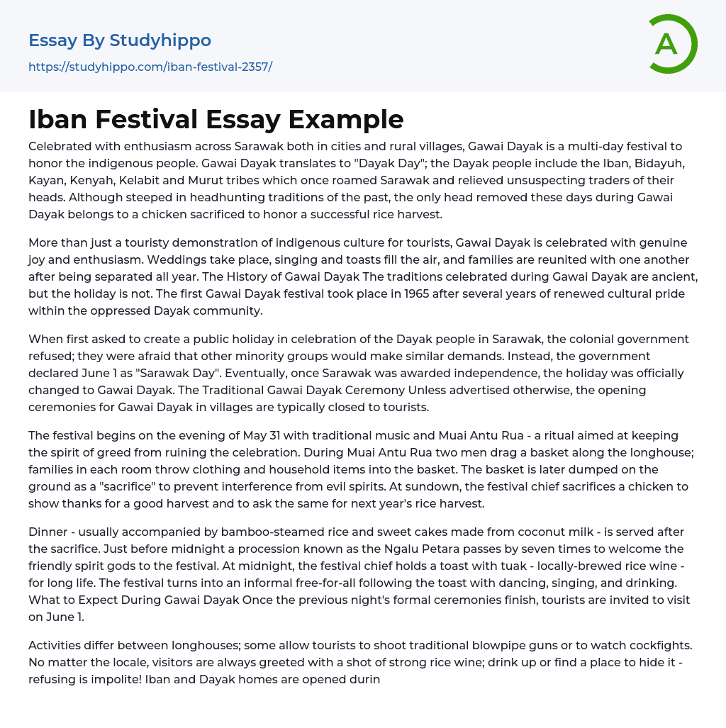 Iban Festival Essay Example