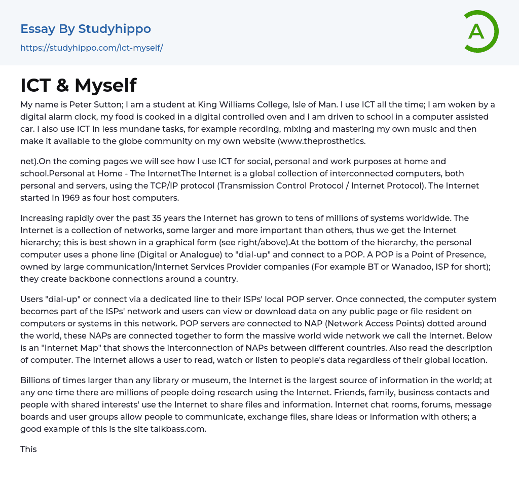 ICT & Myself Essay Example