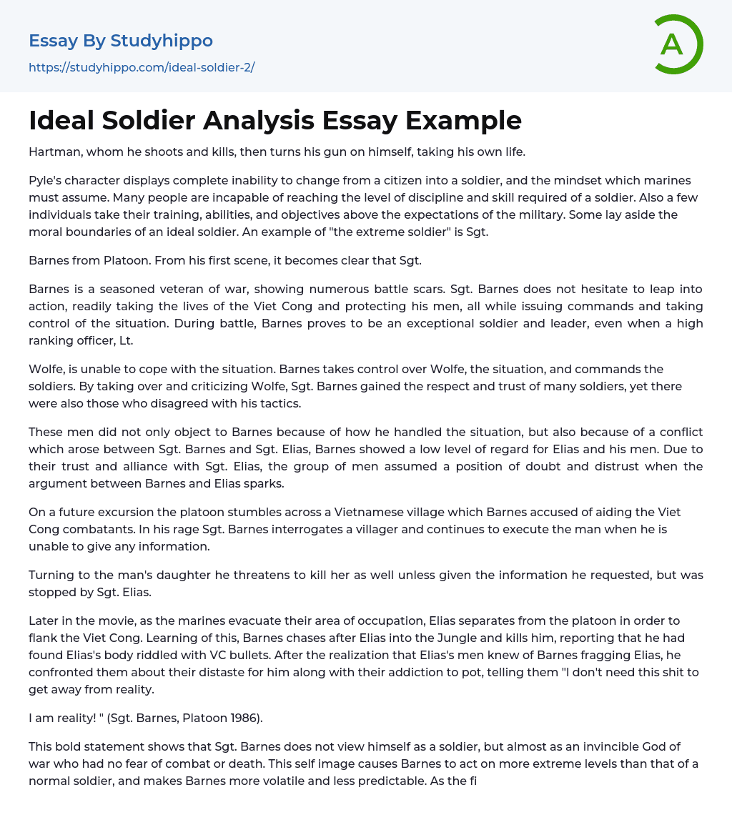 Ideal Soldier Analysis Essay Example