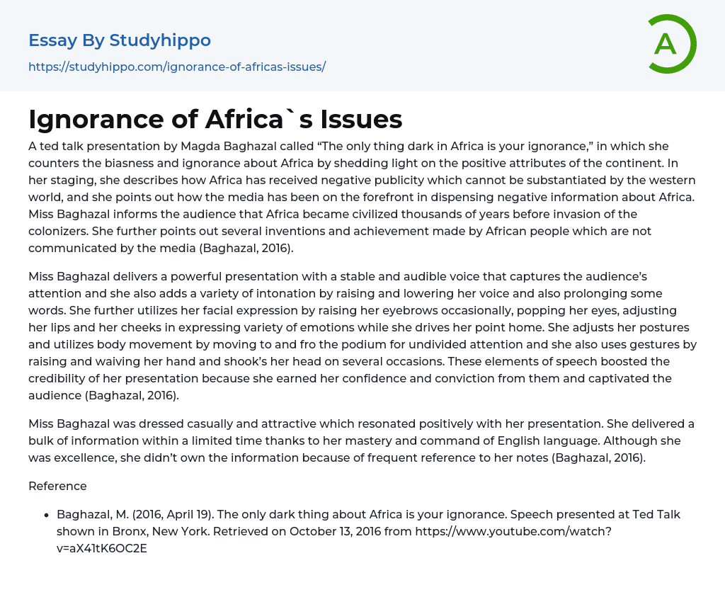 Ignorance of Africa`s Issues Essay Example