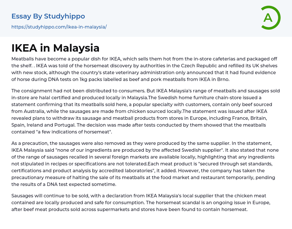 IKEA in Malaysia Essay Example