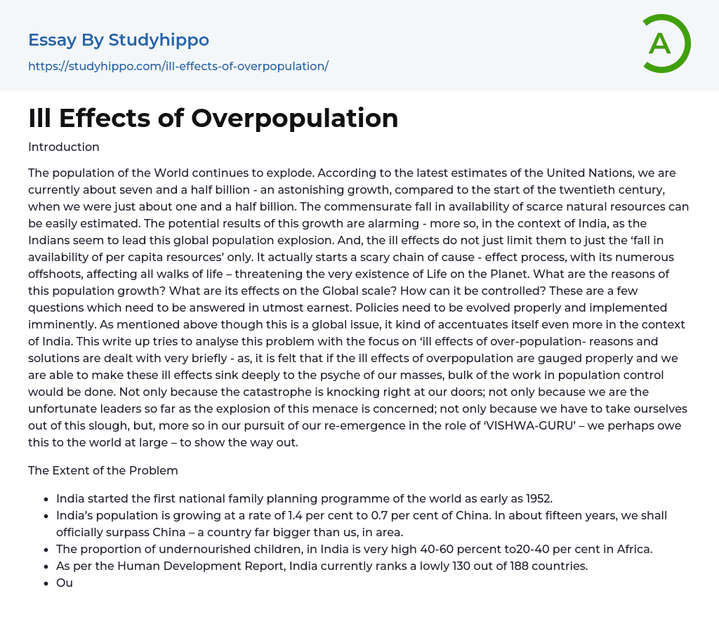 essay on bad effects of overpopulation