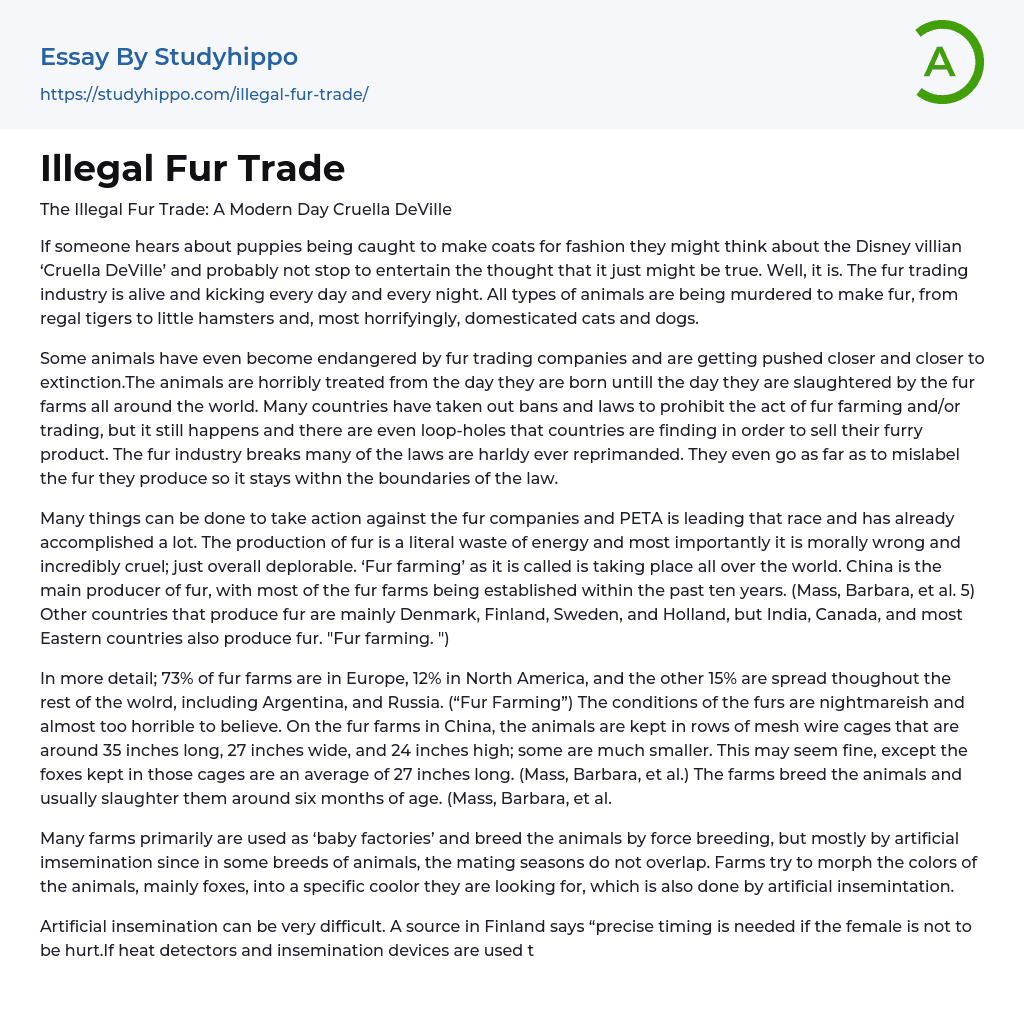 Illegal Fur Trade Essay Example