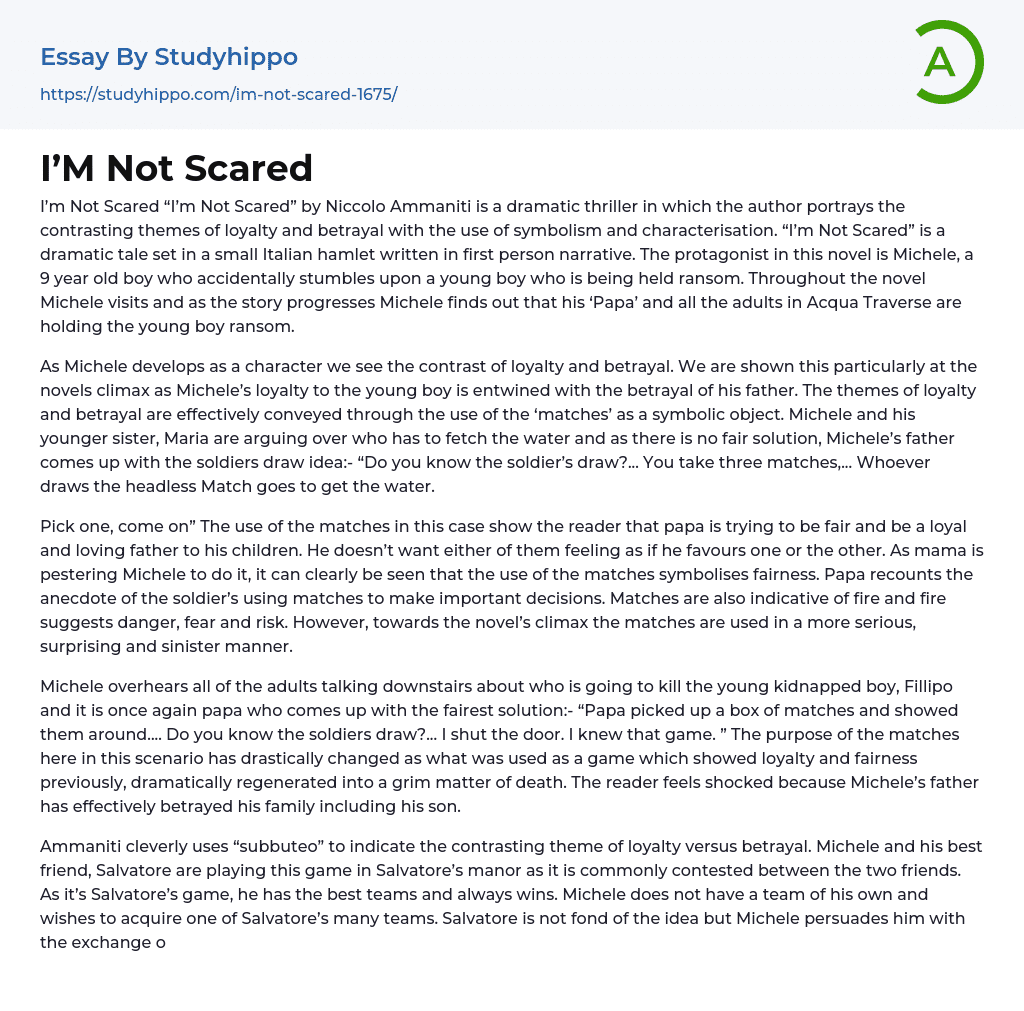 I’M Not Scared Essay Example