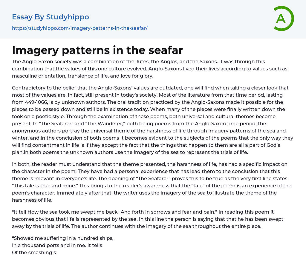Imagery patterns in the seafar Essay Example