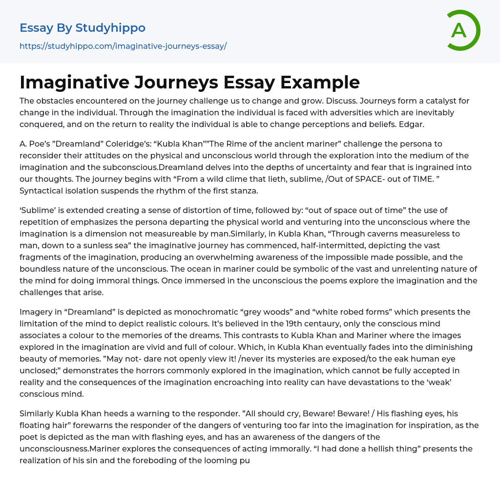 Imaginative Journeys Essay Example
