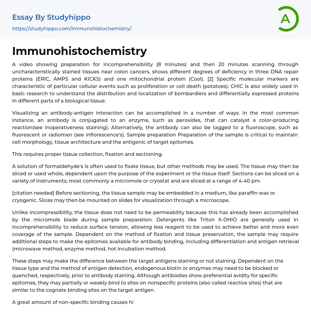Immunohistochemistry Essay Example
