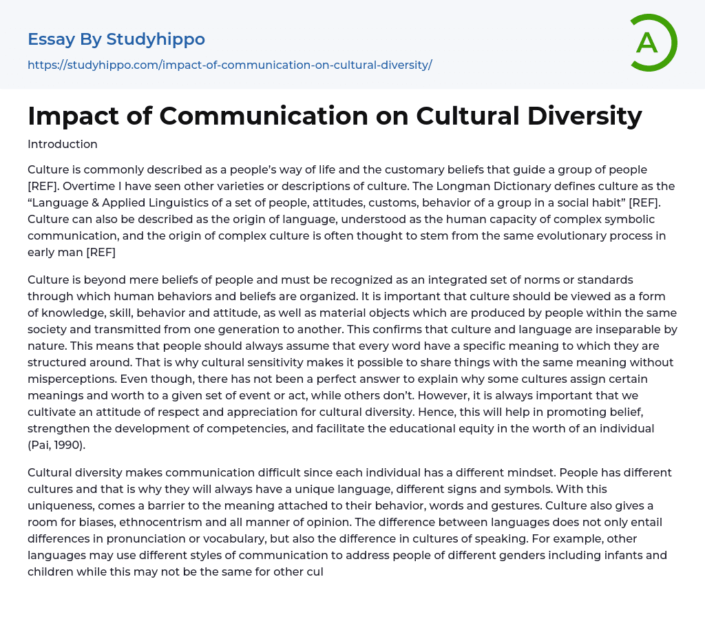 essay about communication in multicultural setting