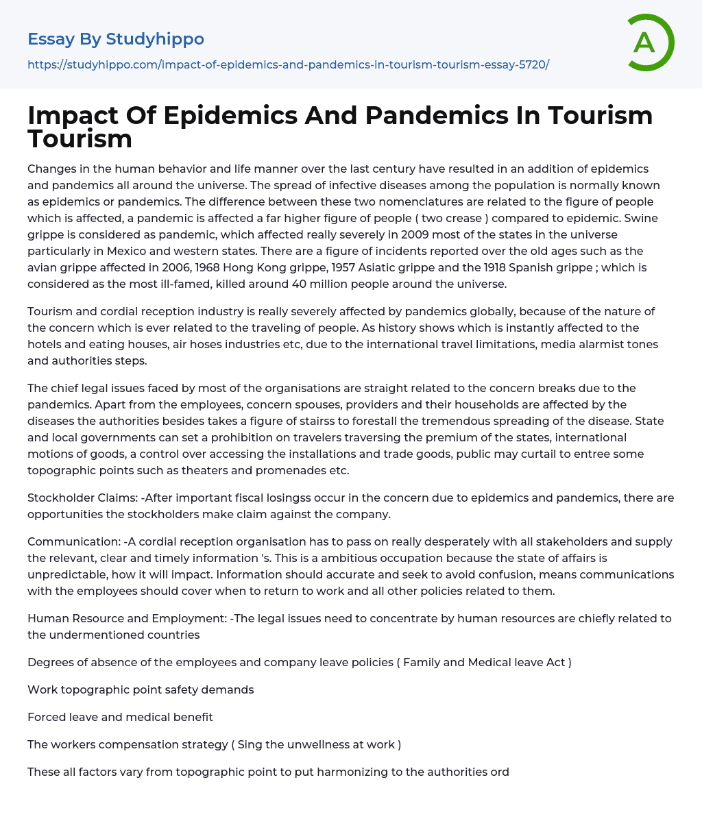 essay on impact of tourism