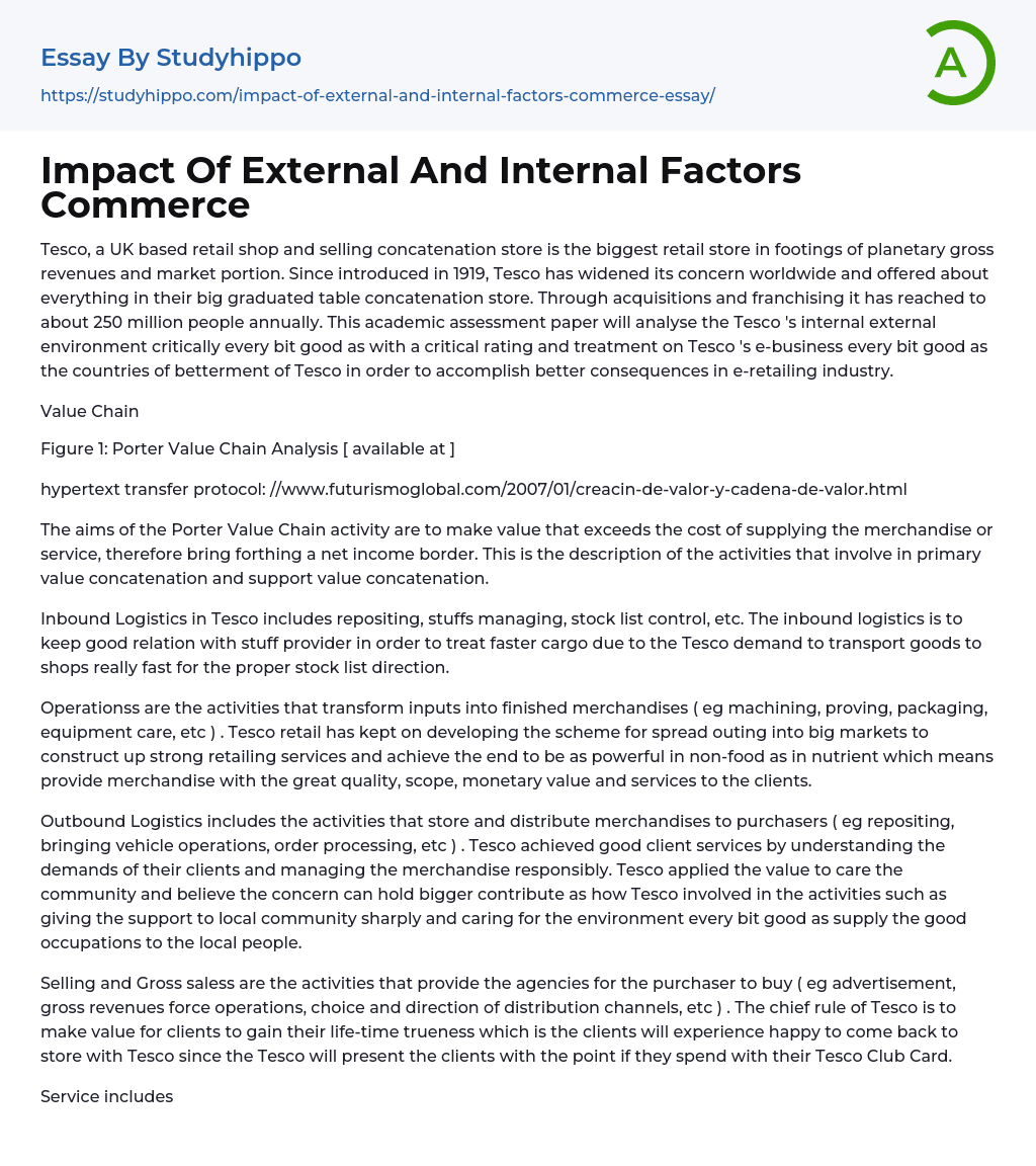 Impact Of External And Internal Factors Commerce Essay Example