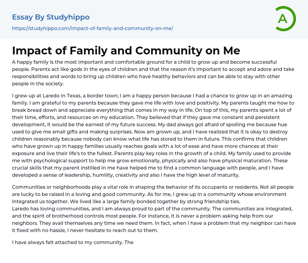 essay about family community