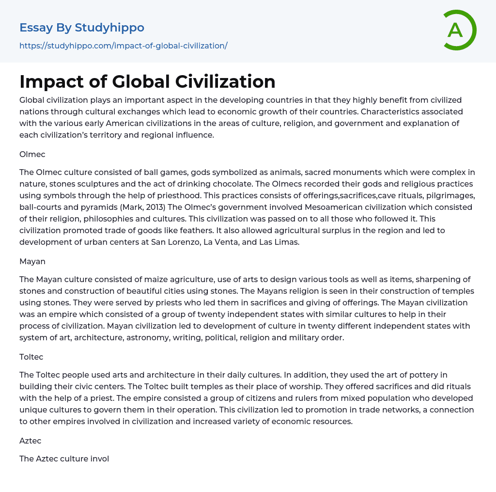 Impact of Global Civilization Essay Example