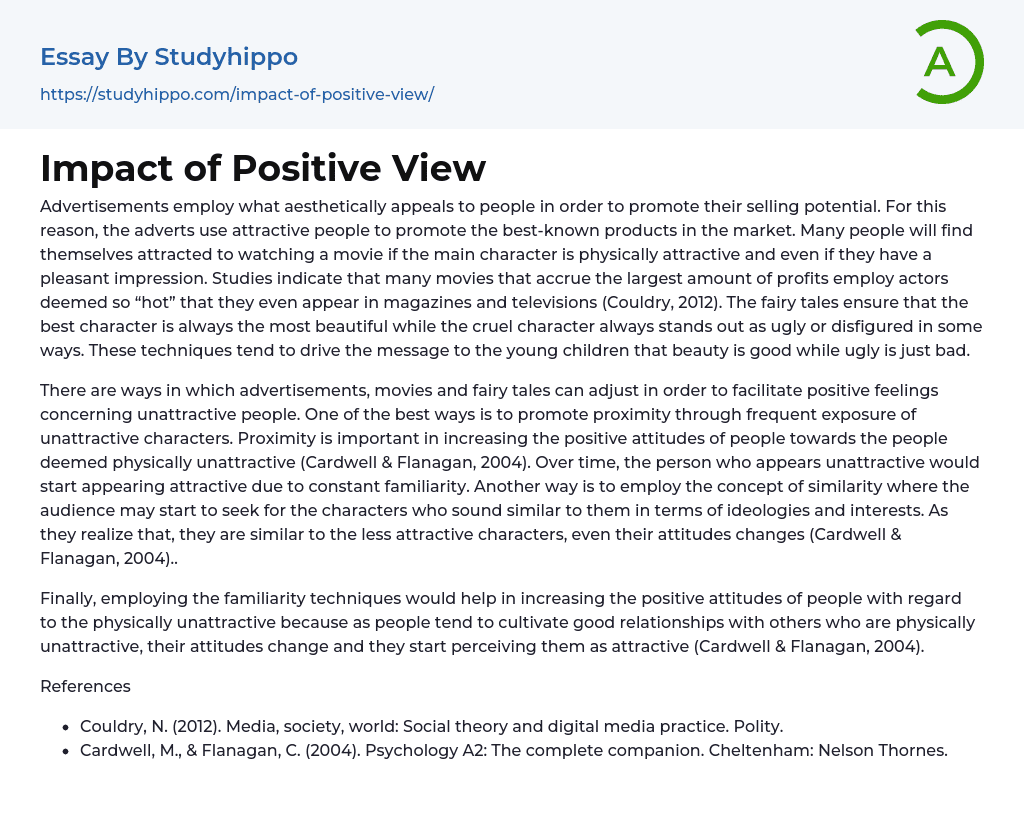 Impact of Positive View Essay Example