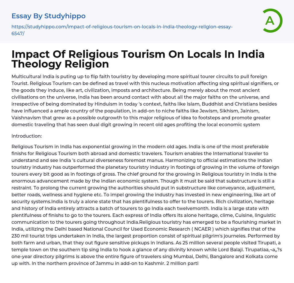 Impact Of Religious Tourism On Locals In India Theology Religion