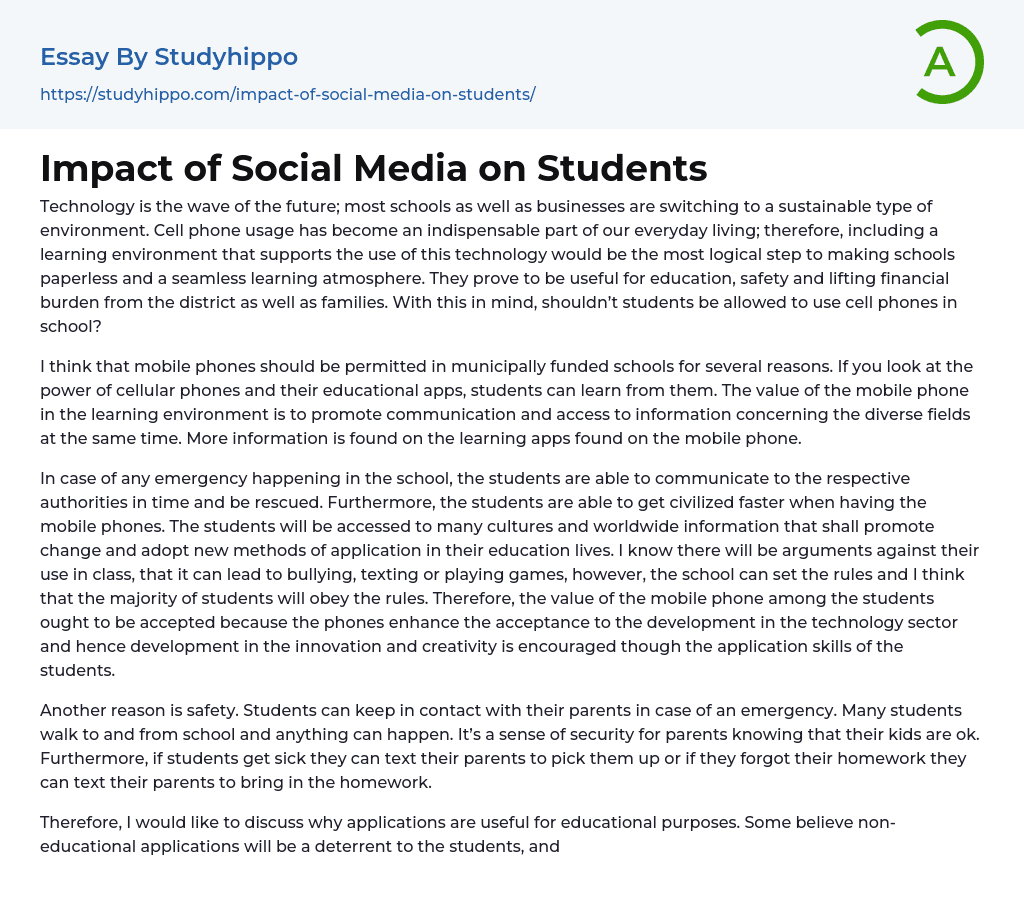 social media on student essay