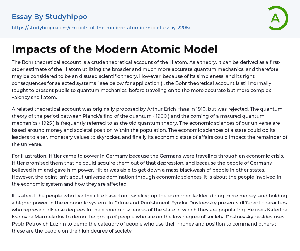 Impacts of the Modern Atomic Model Essay Example