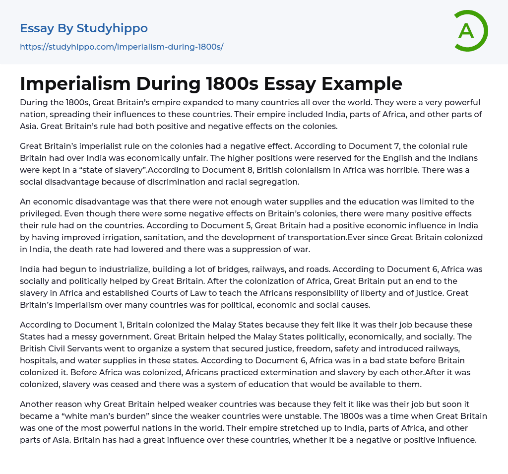 5 paragraph essay on imperialism