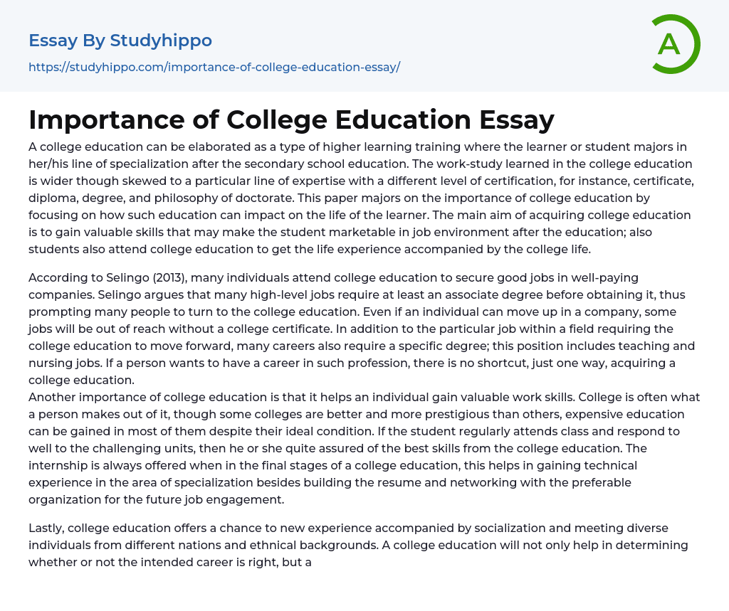 Importance of College Education Essay