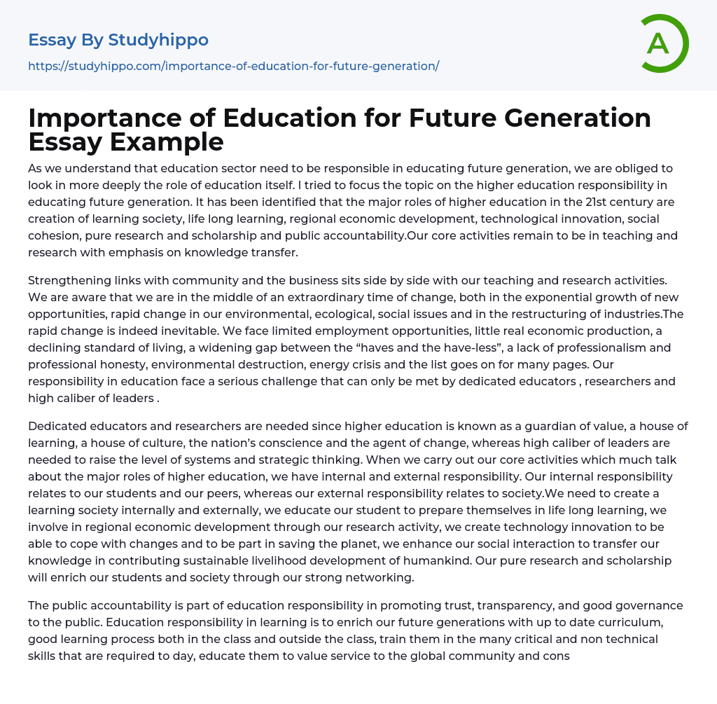 essay in new generation