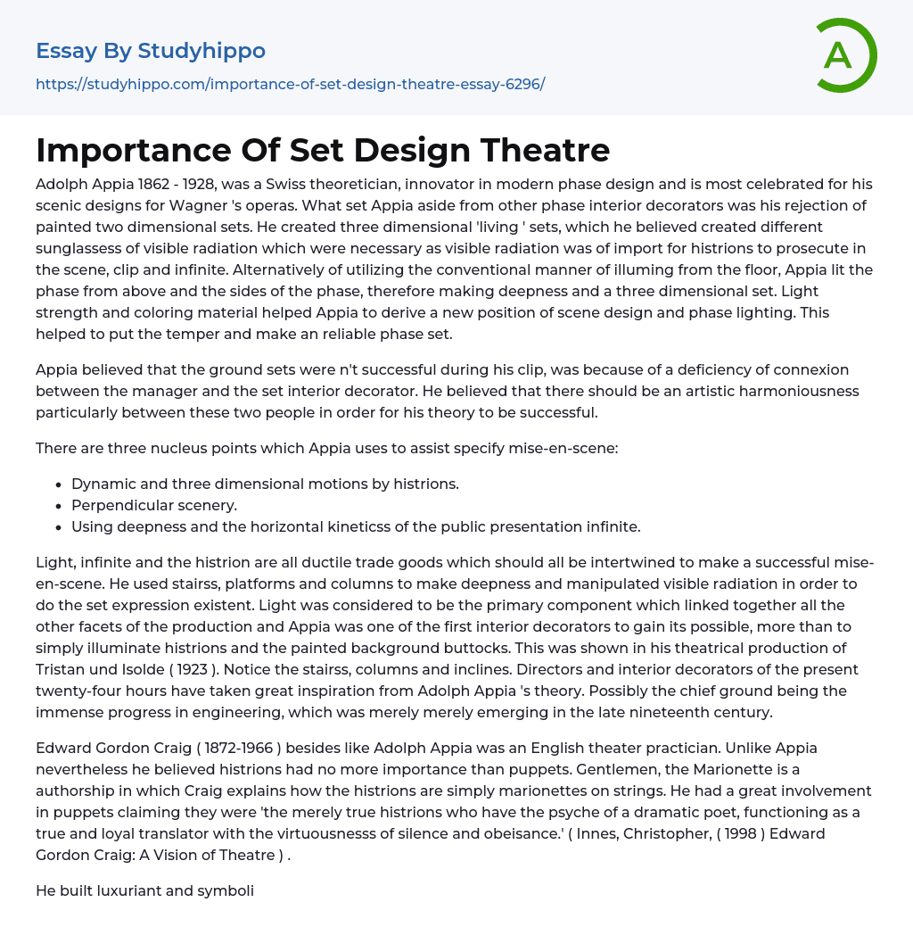 Importance Of Set Design Theatre