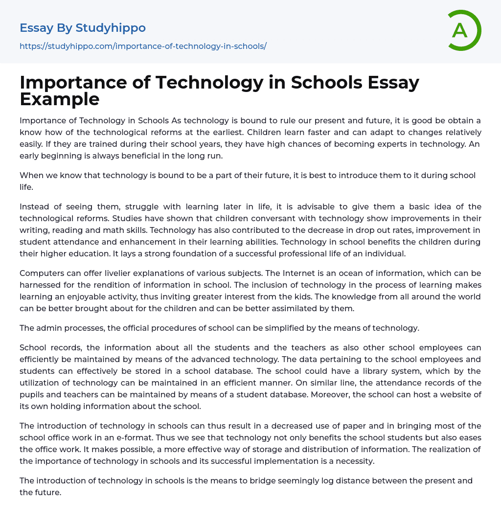 Importance Of Technology In Schools Essay Example StudyHippo