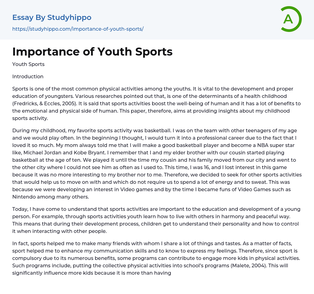 conclusion for youth sports essay