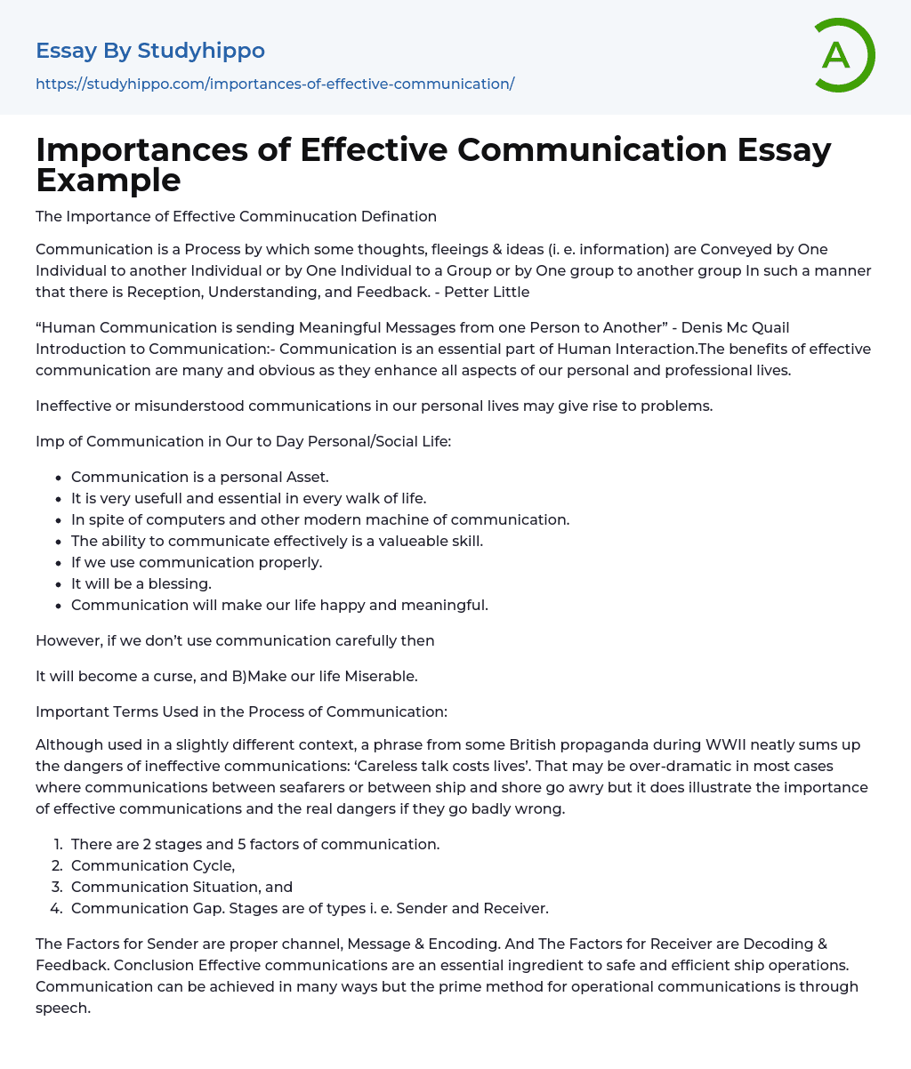 importance of communication essay 250 words
