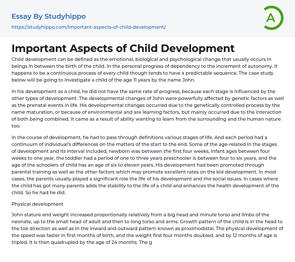 what is child development essay