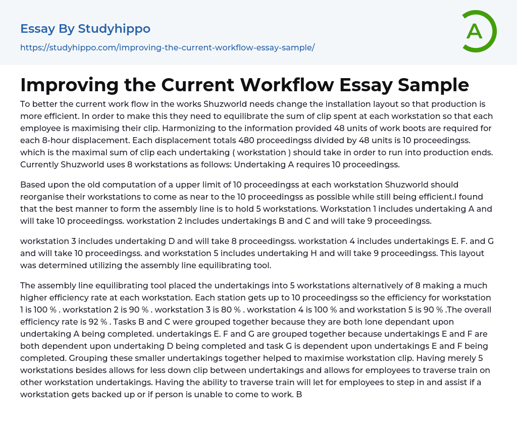 Improving the Current Workflow Essay Sample