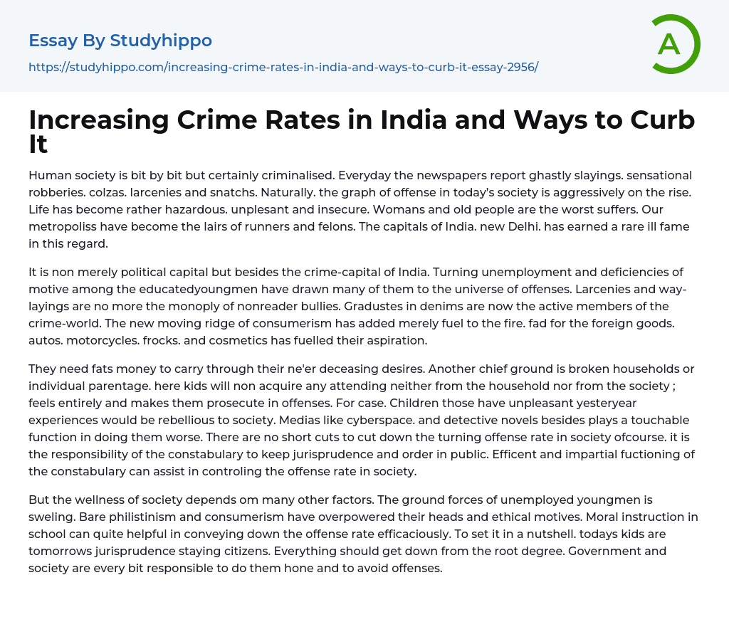 crime rate increasing essay