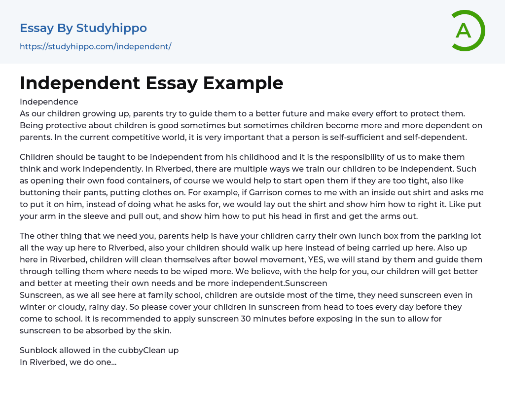 Independent Essay Example