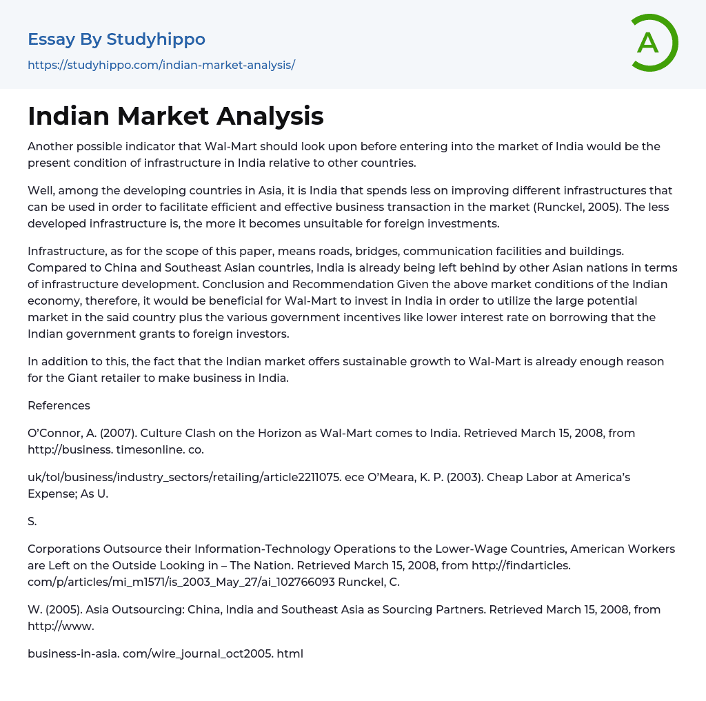 essay on indian market