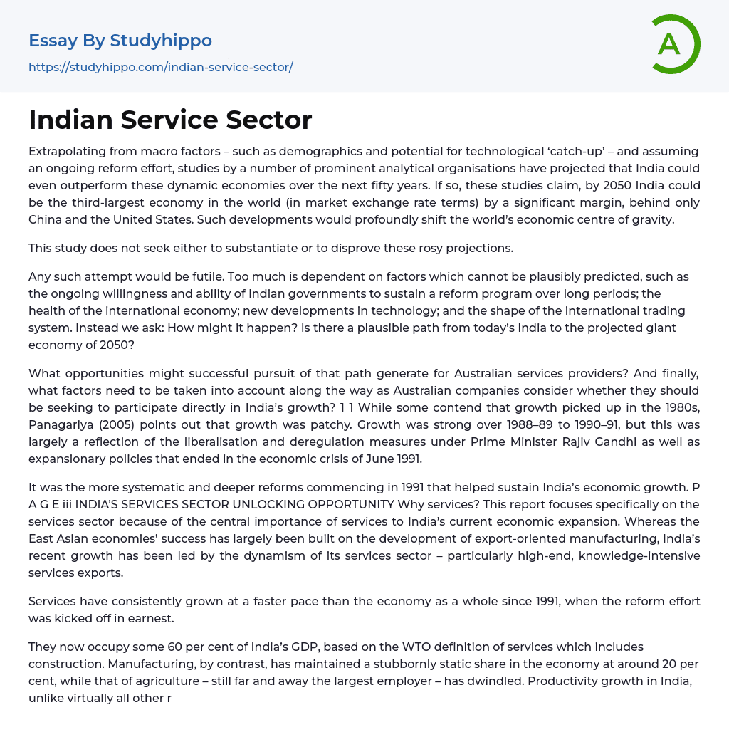 service sector essay in english