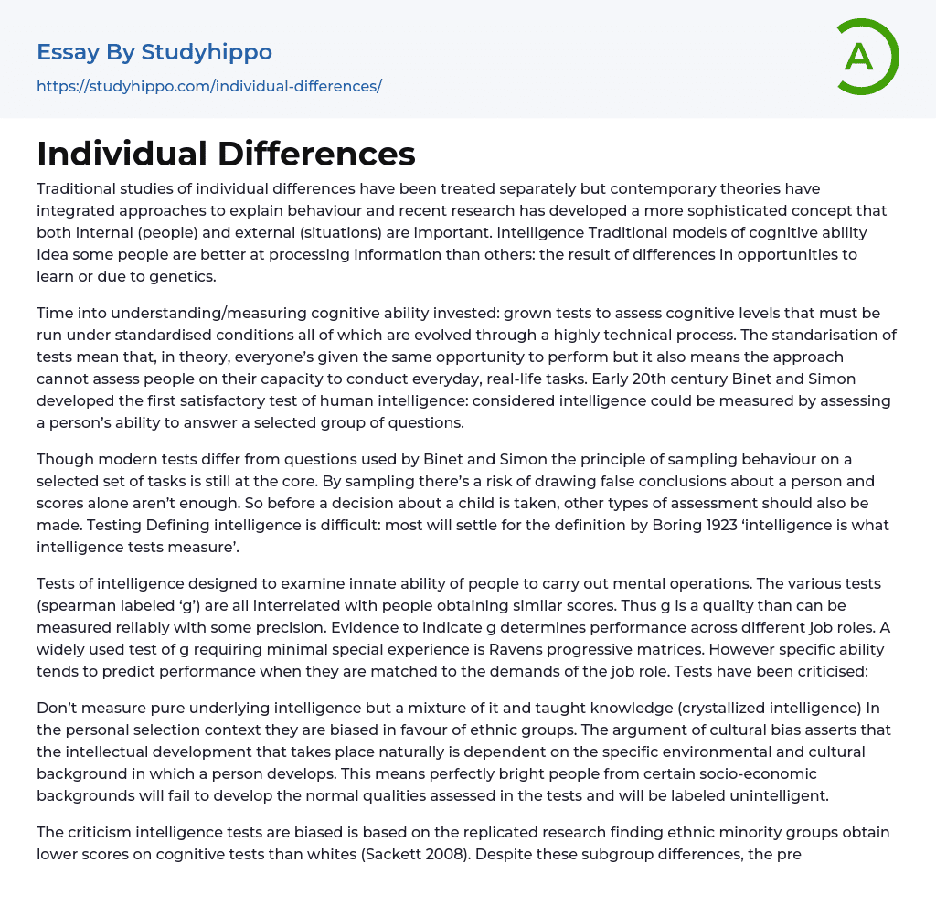 3 5 paragraph essay about individual differences