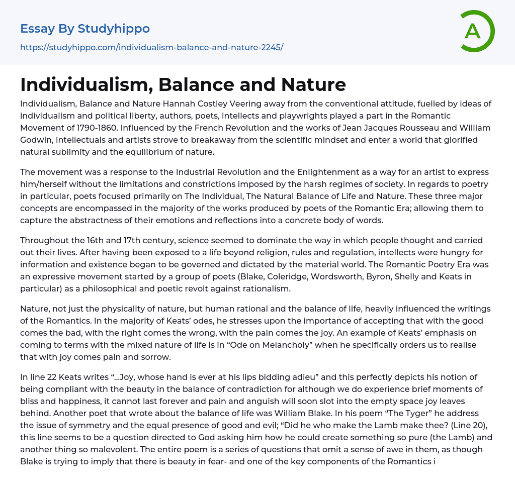 balance in nature essay
