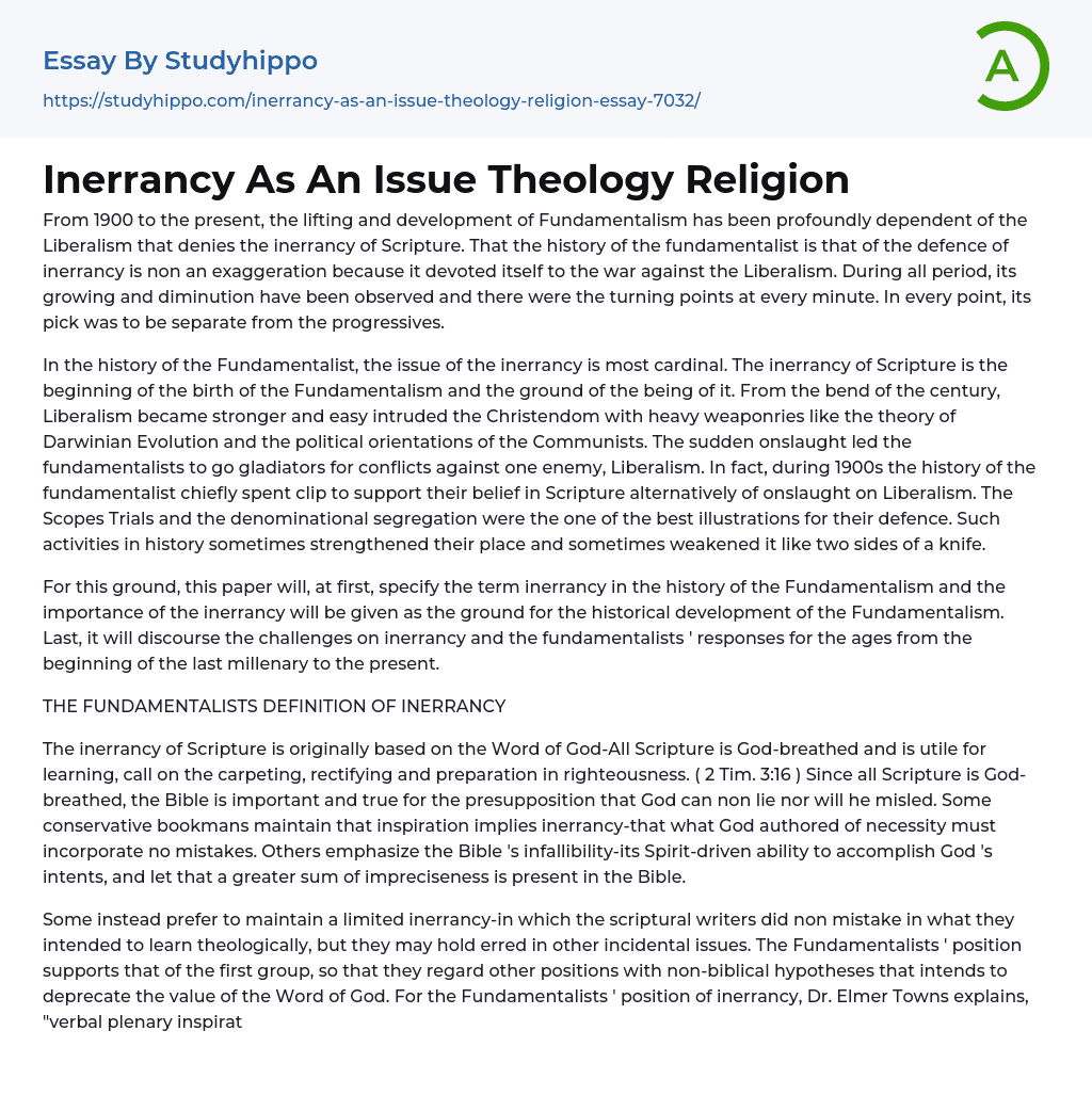 Inerrancy As An Issue Theology Religion