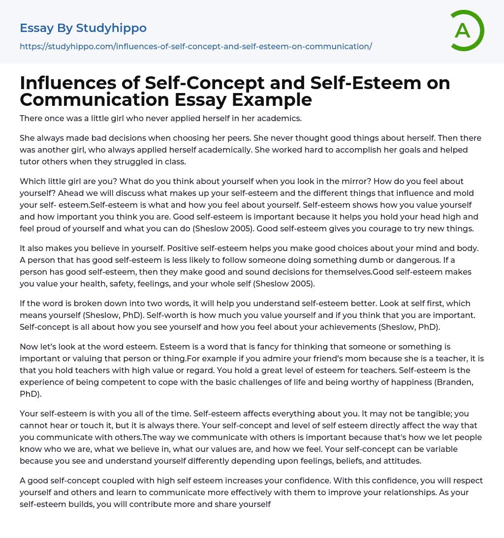 Influences of Self-Concept and Self-Esteem on Communication Essay Example