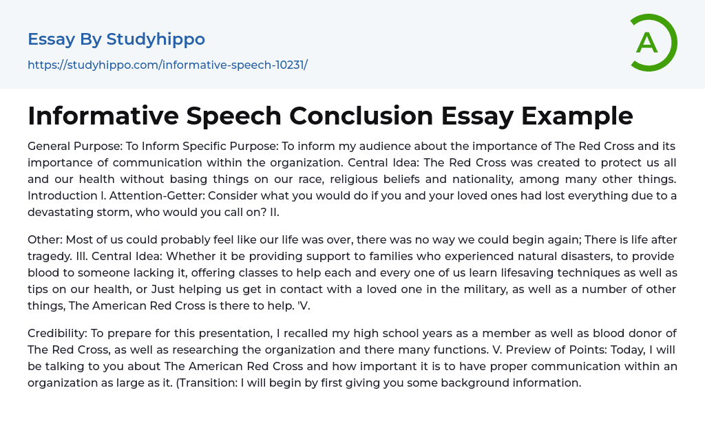 Informative Speech Conclusion Essay Example