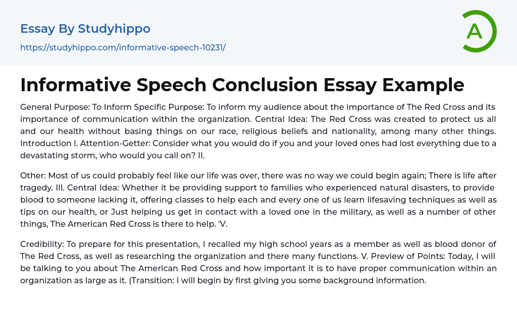 Informative Speech Conclusion Essay Example StudyHippo